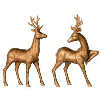 13" Mocha Deer Set with Glitter Ornament (set of 2)