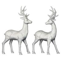 Vickerman 16.5" Silver Deer Set with Glitter Ornament (set of 2)