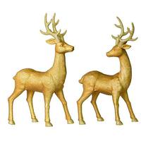 16.5" Champagne Deer Set with Glitter Ornament (set of 2)