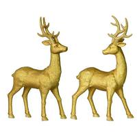 Vickerman 16.5" Gold Deer Set with Glitter Ornament (set of 2)