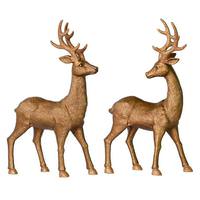 Vickerman 16.5" Mocha Deer Set with Glitter Ornament (set of 2)