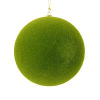 View 4" Moss Green Flocked Ball Ornament (6 pack)