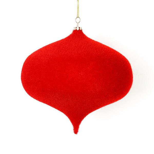 6" Red Flocked Onion Ornament (4 pack)