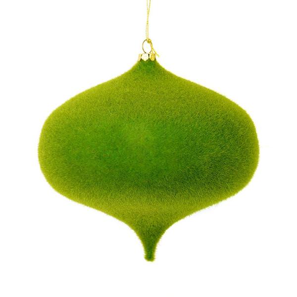 6" Moss Green Flocked Onion Ornament (4 pack)
