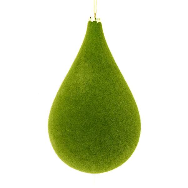 10.5"  Moss Green Flocked Waterdrop Ornament (2 pack)