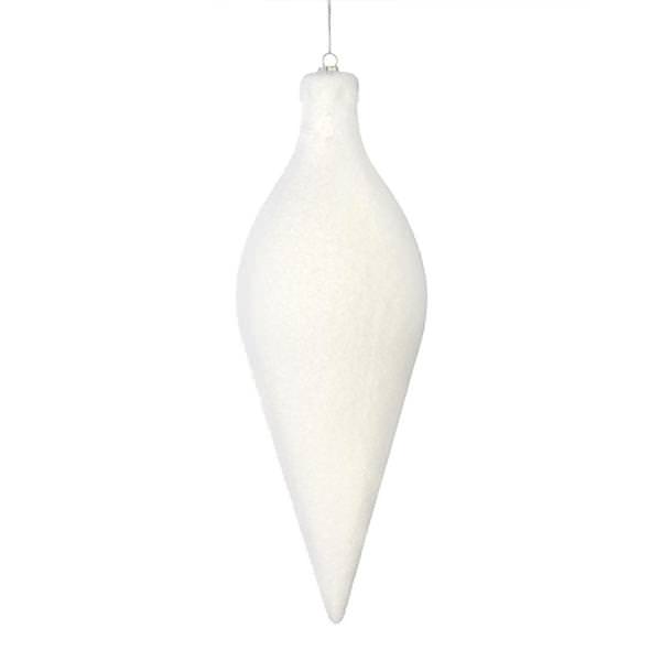 12" White Flocked Oval Finial Ornament (3 pack)