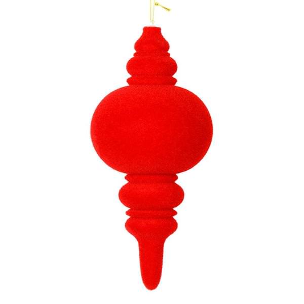 10" Red Flocked Finial Ornament (3 pack)