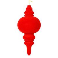 View 10" Red Flocked Finial Ornament (3 pack)