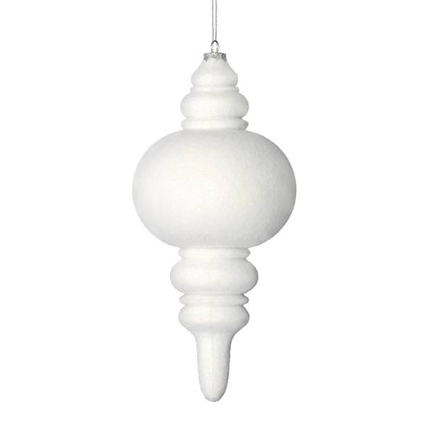 10" White Flocked Finial Ornament (3 pack)