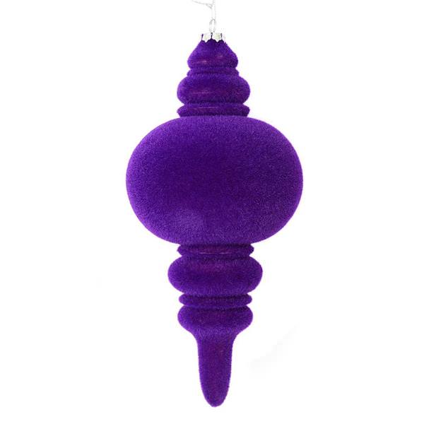 10" Purple Flocked Finial Ornament (3 pack)
