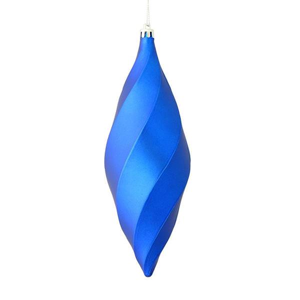 8" Blue Matte Swirl Finial Ornament (6 pack)