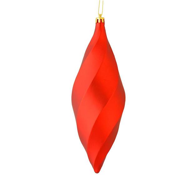 8" Red Matte Swirl Finial Ornament (6 pack)