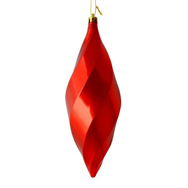 8" Red Shiny Swirl Finial Ornament (6 pack)