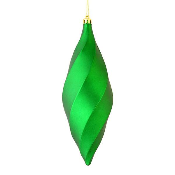 8" Green Matte Swirl Finial Ornament (6 pack)
