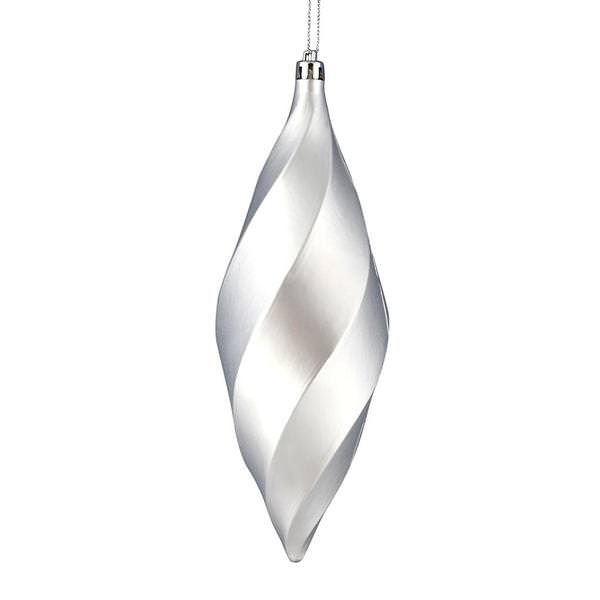 8" Silver Matte Swirl Finial Ornament (6 pack)