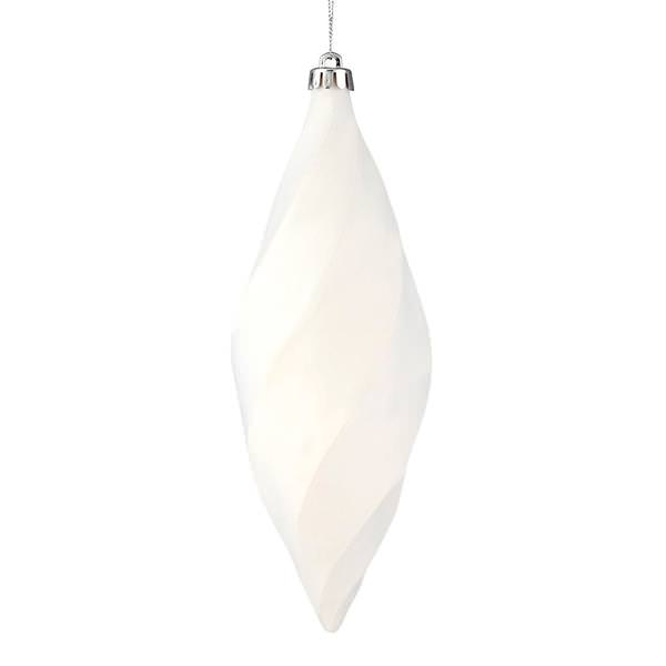 8" White Matte Swirl Finial Ornament (6 pack)