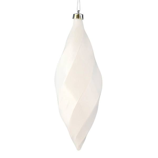 8" White Shiny Swirl Finial Ornament (6 pack)