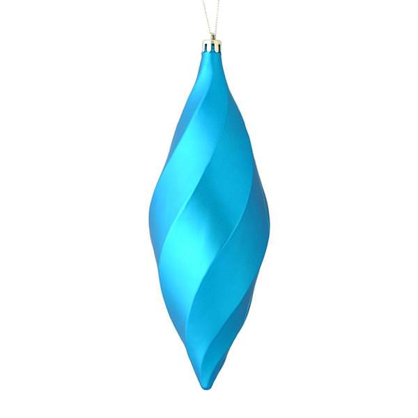 8" Turquoise Matte Swirl Finial Ornament (6 pack)