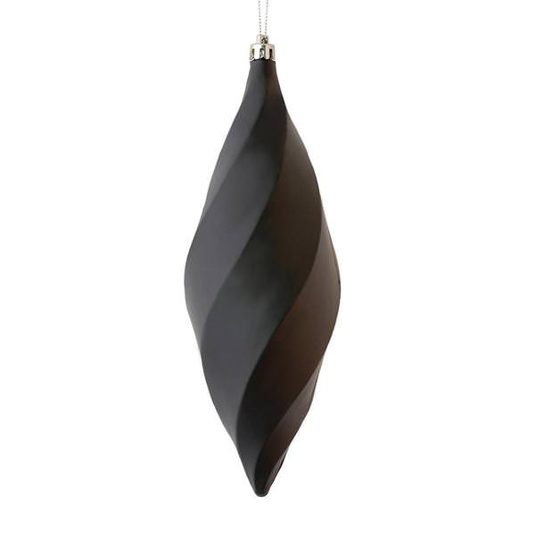 8" Black Matte Swirl Finial Ornament (6 pack)
