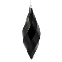 Vickerman 8" Black Shiny Swirl Finial Ornament (6 pack)