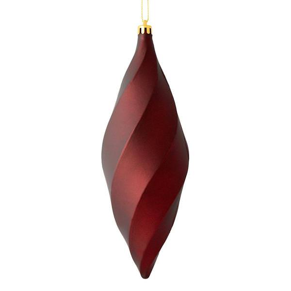 8" Wine Matte Swirl Finial Ornament (6 pack)