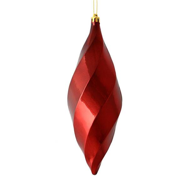 8" Wine Shiny Swirl Finial Ornament (6 pack)
