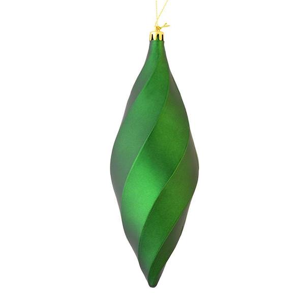 8" Emerald Matte Swirl Finial Ornament (6 pack)
