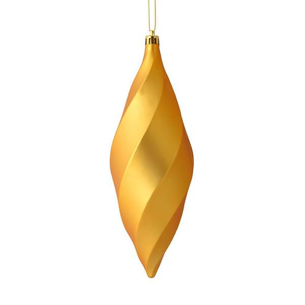 8" Honey Gold Matte Swirl Finial Ornament (6 pack)
