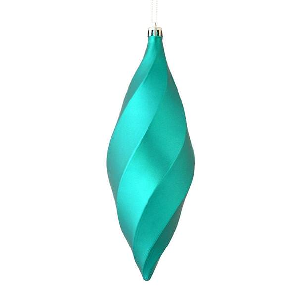 8" Teal Matte Swirl Finial Ornament (6 pack)