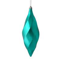 Vickerman 8" Teal Shiny Swirl Finial Ornament (6 pack)