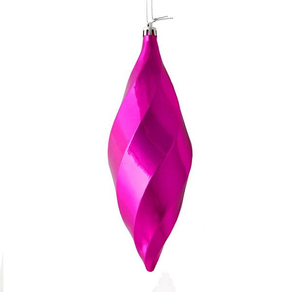 8" Mauve Shiny Swirl Finial Ornament (6 pack)