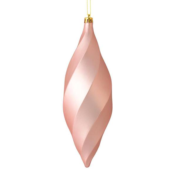8" Rose Gold Matte Swirl Finial Ornament (6 pack)