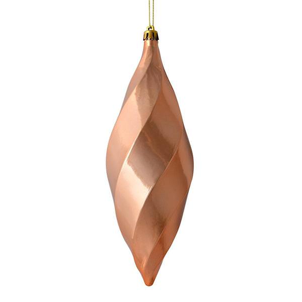 8" Rose Gold Shiny Swirl Finial Ornament (6 pack)