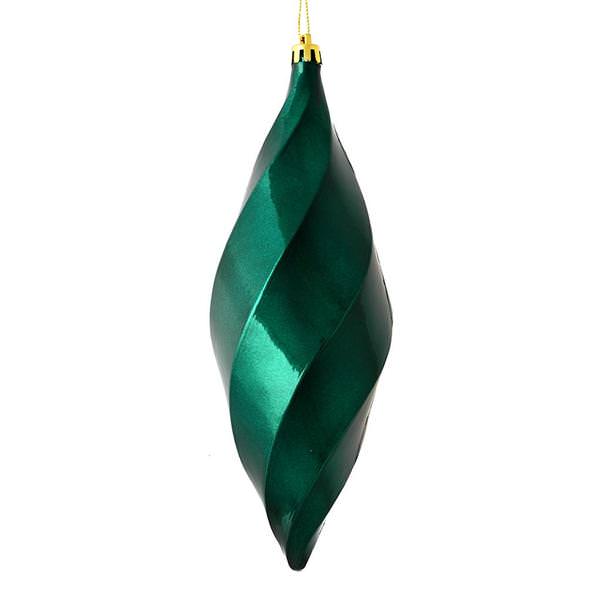 8" Sea Blue Shiny Swirl Finial Ornament (6 pack)