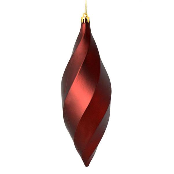8" Burgundy Matte Swirl Finial Ornament (6 pack)