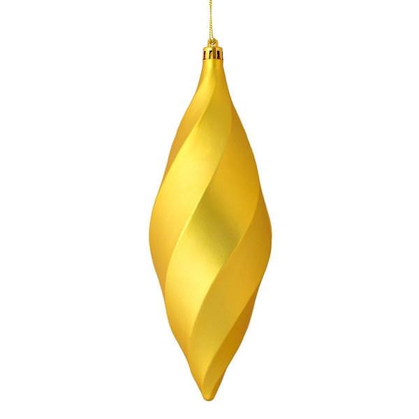 8" Gold Matte Swirl Finial Ornament (6 pack)