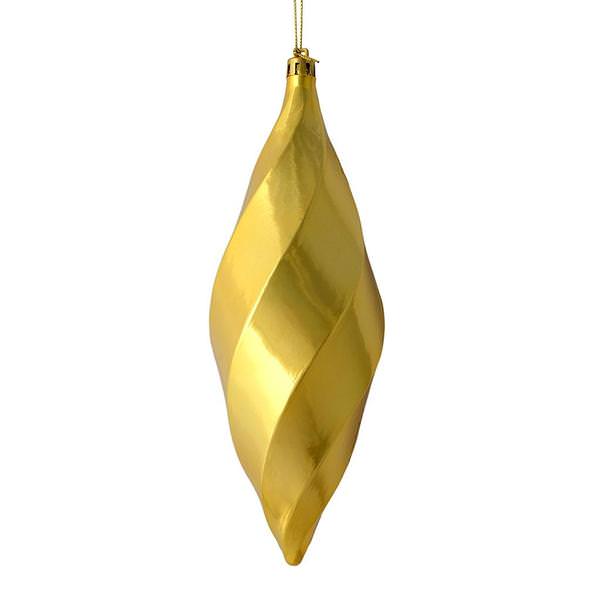 8" Gold Shiny Swirl Finial Ornament (6 pack)