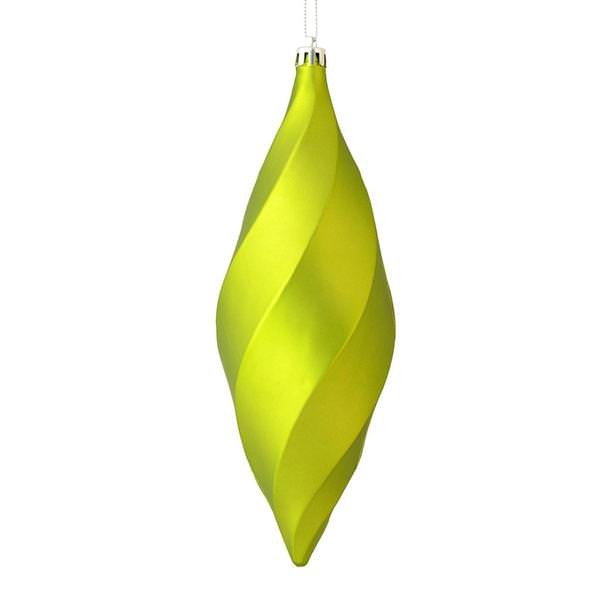 8" Lime Matte Swirl Finial Ornament (6 pack)