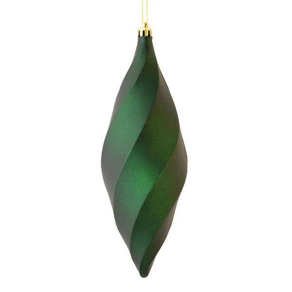 8" Midnight Green Matte Swirl Finial Ornament (6 pack)