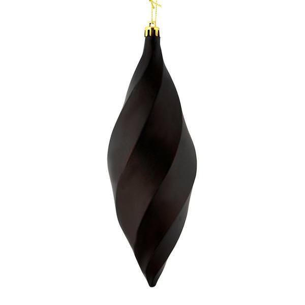 8" Chocolate Matte Swirl Finial Ornament (6 pack)