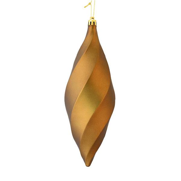 8" Mocha Matte Swirl Finial Ornament (6 pack)