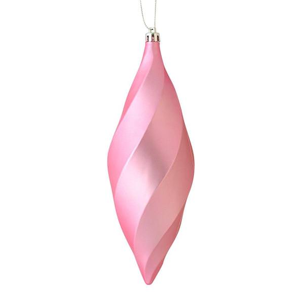 8" Pink Matte Swirl Finial Ornament (6 pack)