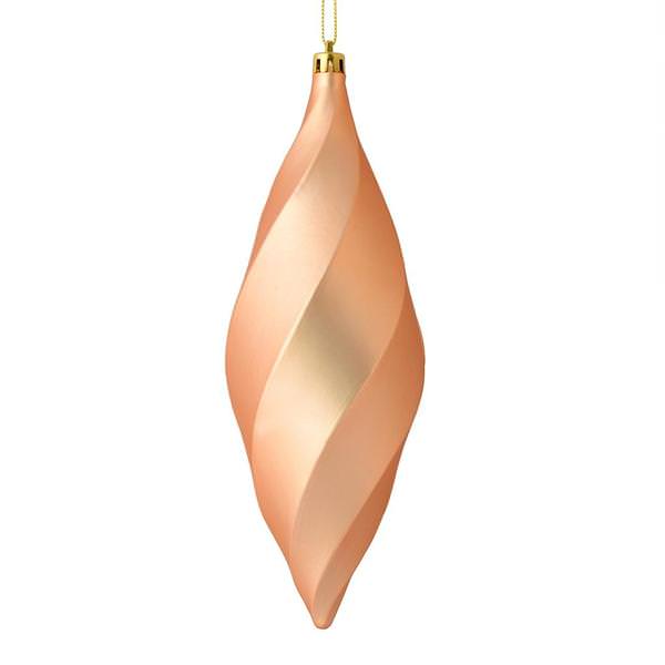 8" Cafe Latte Matte Swirl Finial Ornament (6 pack)