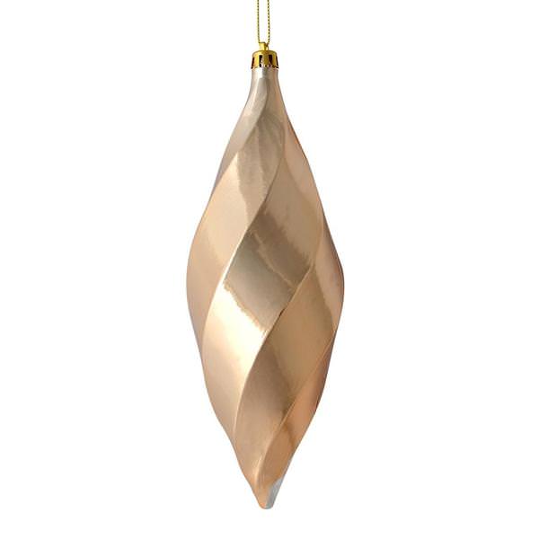8" Cafe Latte Shiny Swirl Finial Ornament (6 pack)