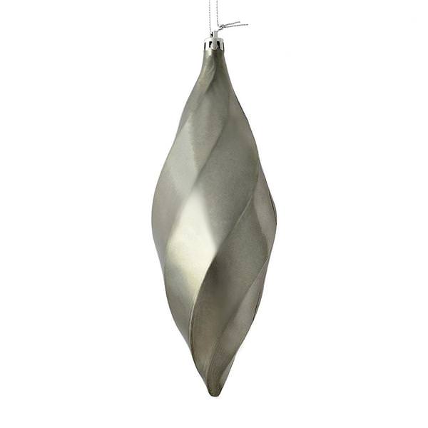 8" Pewter Shiny Swirl Finial Ornament (6 pack)