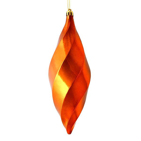 8" Copper Shiny Swirl Finial Ornament (6 pack)