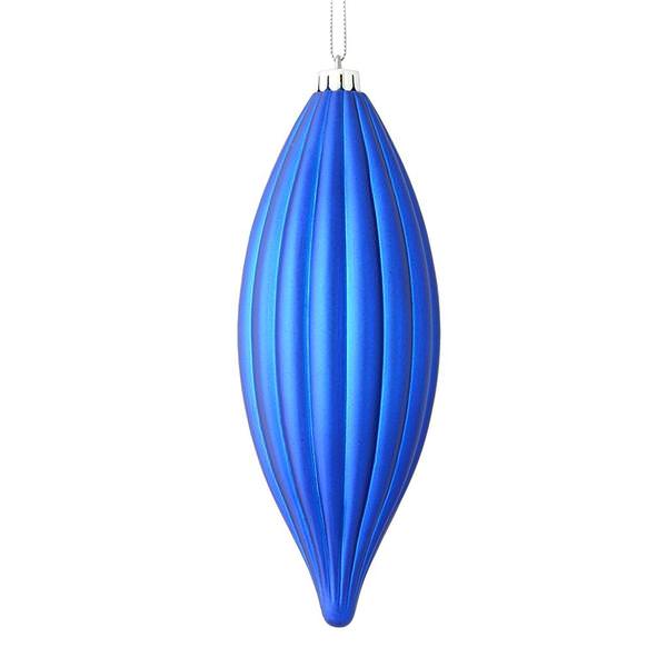 8" Blue Matte Line Finial Ornament (4 pack)