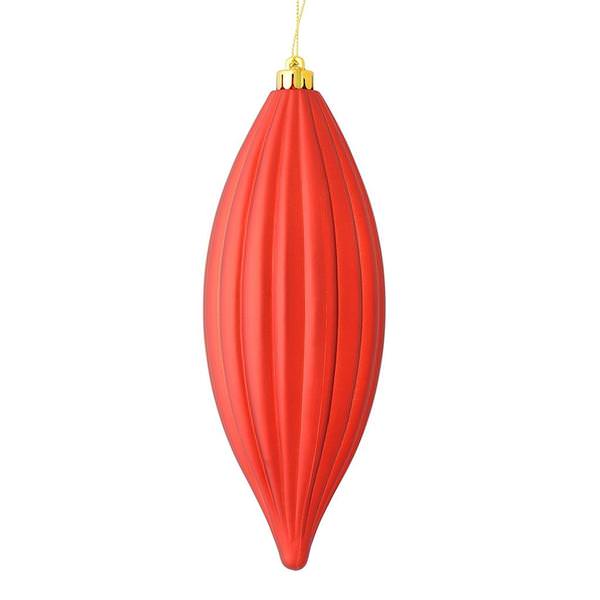 8" Red Matte Line Finial Ornament (4 pack)