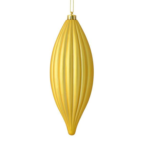 8" Gold Matte Line Finial Ornament (4 pack)