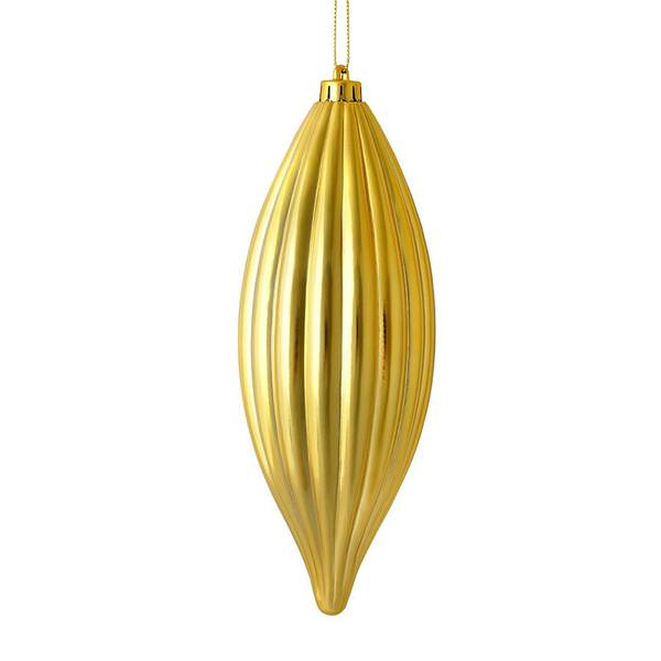 8" Gold Shiny Line Finial Ornament (4 pack)